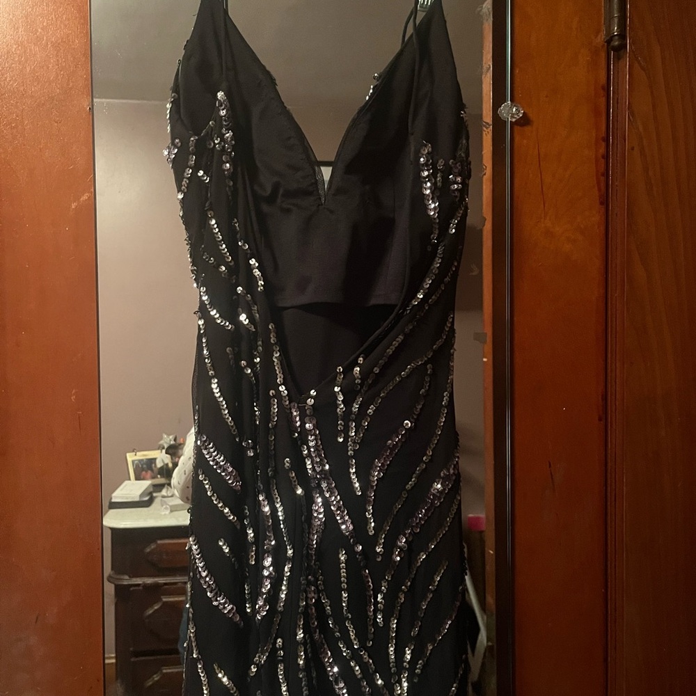 Glamorous Black Sequin Backless Dress